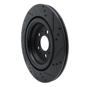 Tesla Model 3 Brake Rotor (1) - Rear Left - R1 Concepts - Drilled & Slotted - Black - `17-`25